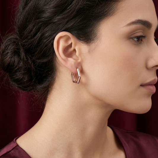 Prism Hexagonal Hoop 925 Silver Earrings