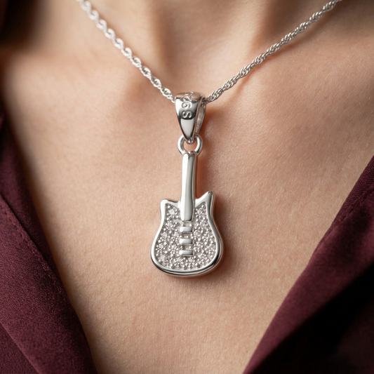 Rockstar Guitar 925 Sterling Silver Pendant