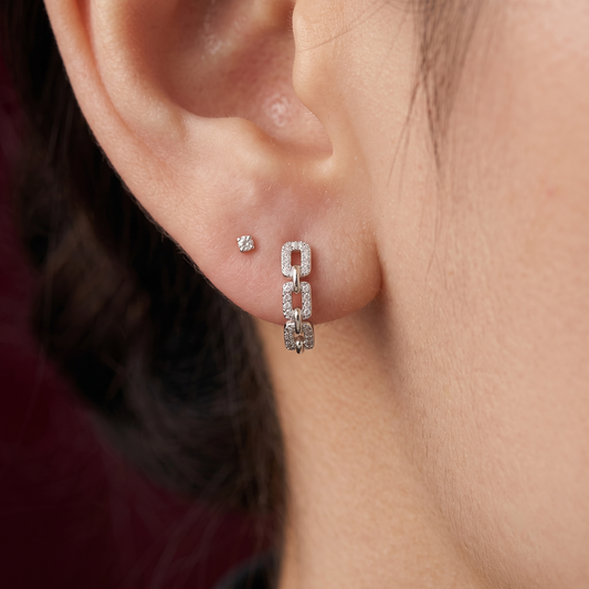 Link & Luster Paperclip 925 Silver Hoop Earrings