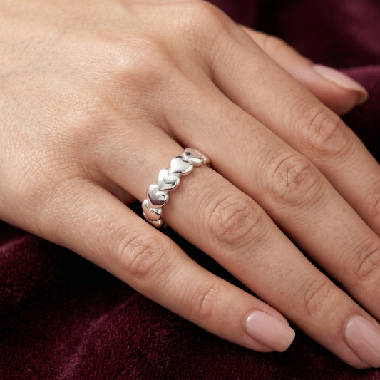 Amour Puffy Heart Eternity Band – Premium 925 Silver