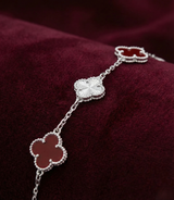 The Signature Maroon Clover Bracelet in 925 Silver