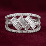 Sovereign Diagonal Baguette Lattice 925 Silver Ring