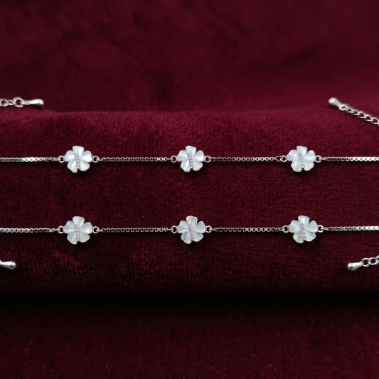 Pearl Clover Blossom 925 Silver Anklet