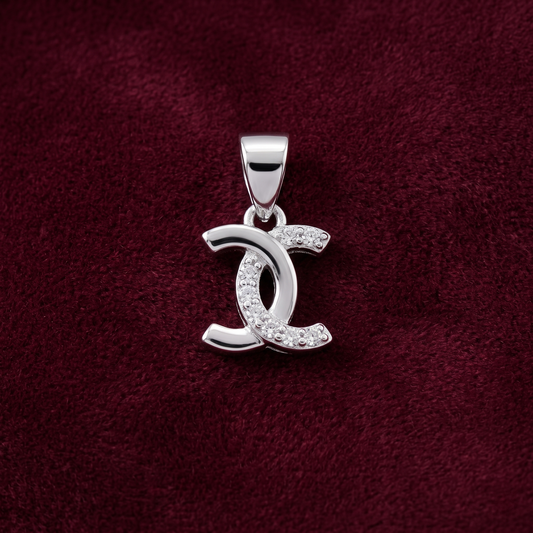 Interlocking Crescent Pavé 925 Silver Pendant