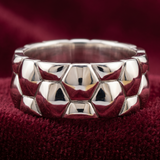 Sculpted Honeycomb Facet Band – Premium 925 Silver