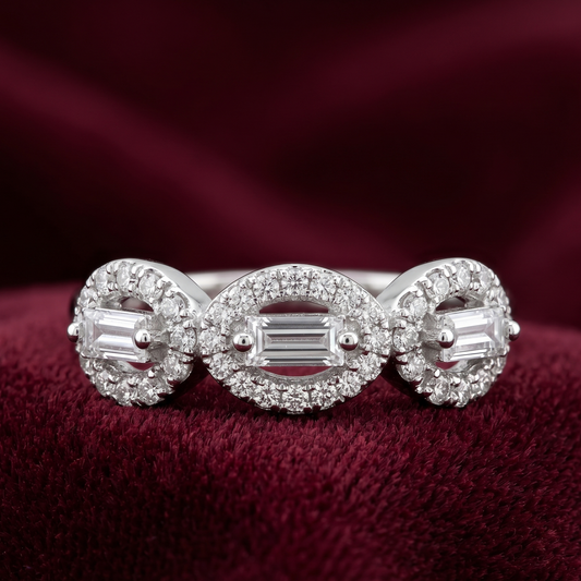 Trinity Halo Baguette Link Ring