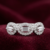 Trinity Halo Baguette Link Ring