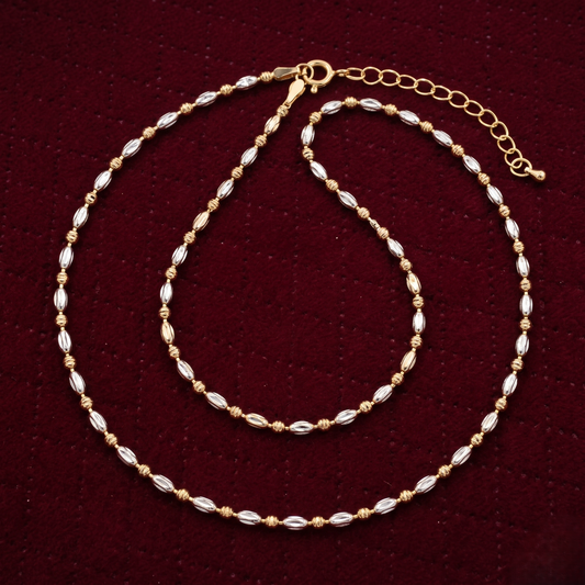 Dual-Tone Ellipse & Sphere 925 Silver Chain