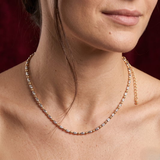 Dual-Tone Ellipse & Sphere 925 Silver Chain