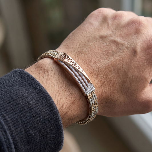 Elysian Tri-Weave Pavé Statement Bracelet in 925 Sterling Silver