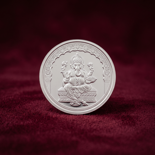 999 Pure Silver Lord Ganesha Temple Arch Round 3 Gm Coin