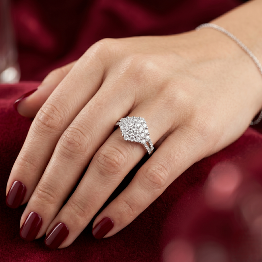 Prism Rhombus Cluster Statement Ring – Premium 925 Silver