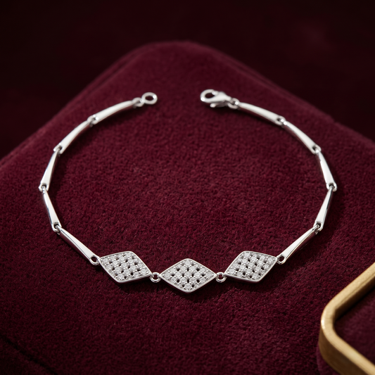 Trinity Diamond-Geo Pavé 925 Sterling Silver Bracelet