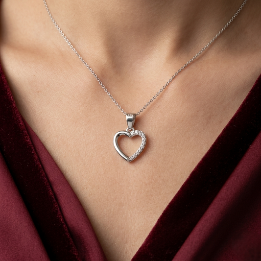 Dual-Finish Heart Pendant