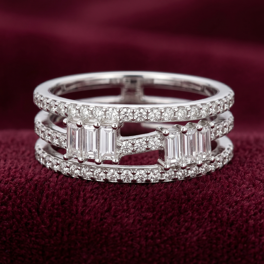 Empress Multi-Row Baguette & Pavé Statement Ring