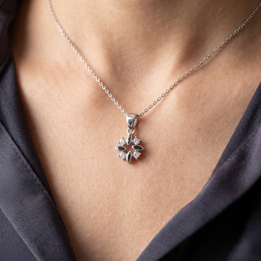 Celestial Bloom Marquise 925 Silver Pendant