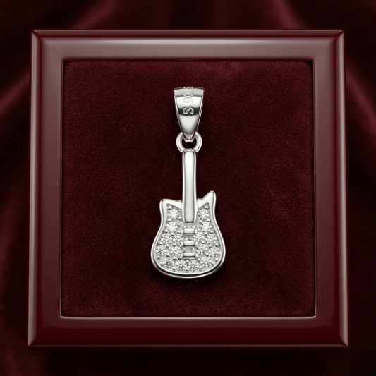 Rockstar Guitar 925 Sterling Silver Pendant