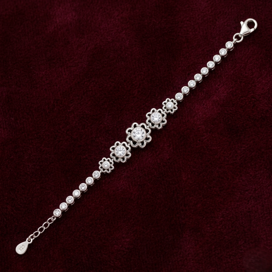 Floral Radiance 925 Sterling Silver Bracelet