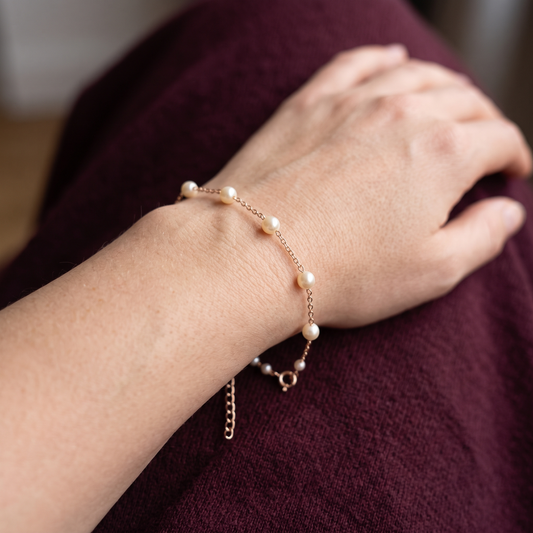 Ethereal Pearl & Rose Gold-Plated 925 Sterling Silver Bracelet