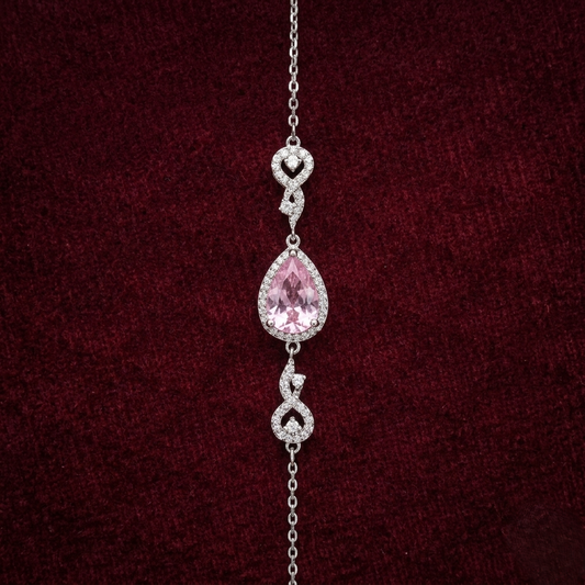 Pink Teardrop 925 Sterling Silver Bracelet