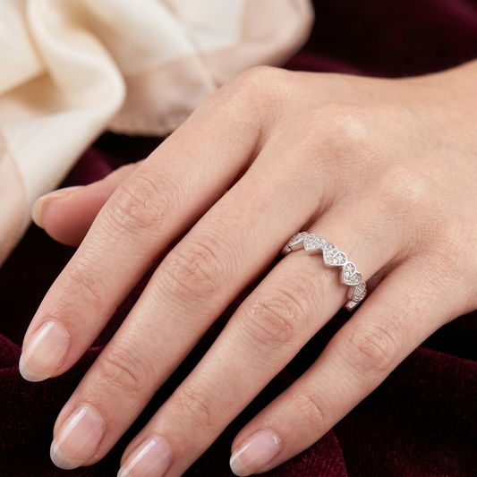 Endless Amour Connected Heart Band – Premium 925 Silver