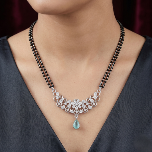 Floral Elegance 925 Silver Mangalsutra