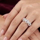 Trinity Halo Baguette Link Ring