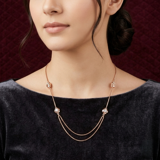 Rose Elegance Double-Layered 925 Silver Chain