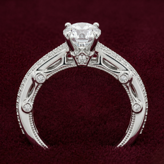 Sovereignty Vintage Cathedral Solitaire Ring – Premium 925 Silver