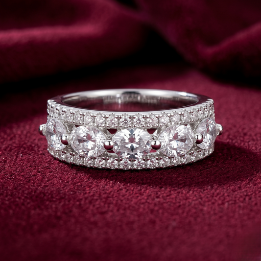 Oval Triple-Row Eternity Band – Premium 925 Silver