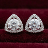 Trillion Halo Solitaire 925 Sterling Silver Studs