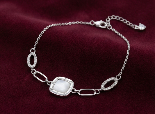 Geometric Link 925 Silver Bracelet