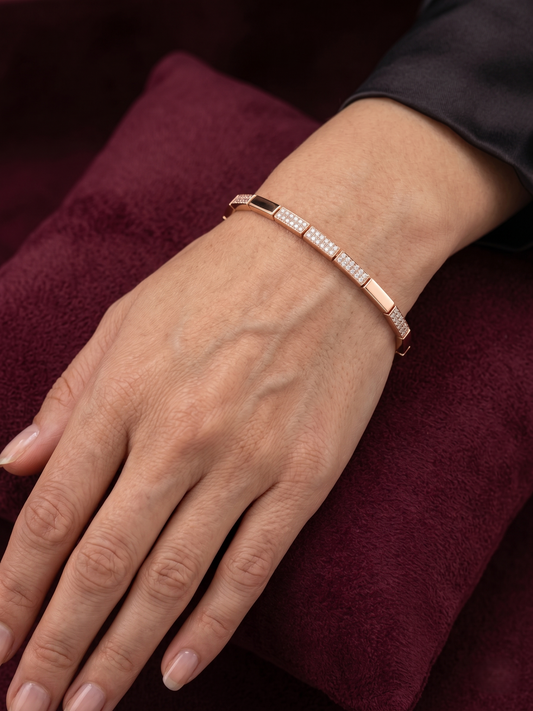Rose Gold Geometric Link 925 Silver Bracelet