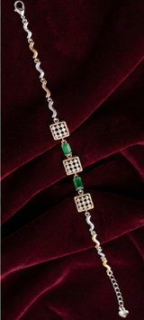 Regal Emerald Lattice 925 Silver Bracelet