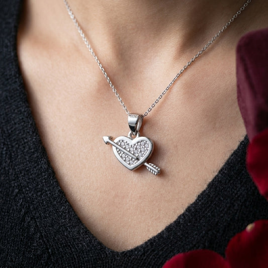 Cupid's Arrow Heart 925 Silver Pendant
