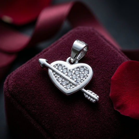 Cupid's Arrow Heart 925 Silver Pendant