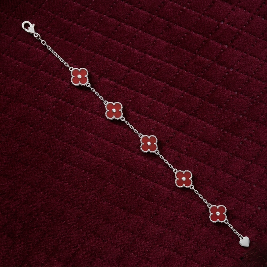 Royal Crimson Clover 925 Sterling Silver Bracelet