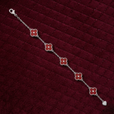 Royal Crimson Clover 925 Sterling Silver Bracelet