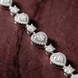 Radiant Heart & Solitaire Halo 925 silver Bracelet