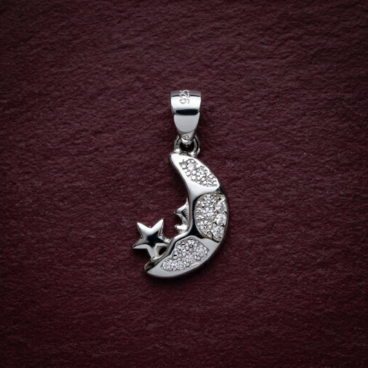 Celestial Moon & Star 925 Silver Pendant