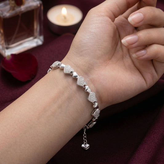 Half Heart-Link 925 Sterling Silver Bracelet