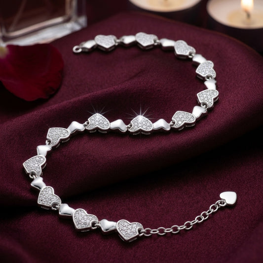 Half Heart-Link 925 Sterling Silver Bracelet