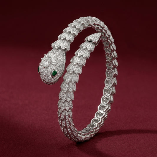 Imperial Serpent Pavé 925 Sterling Silver Wrap Bracelet