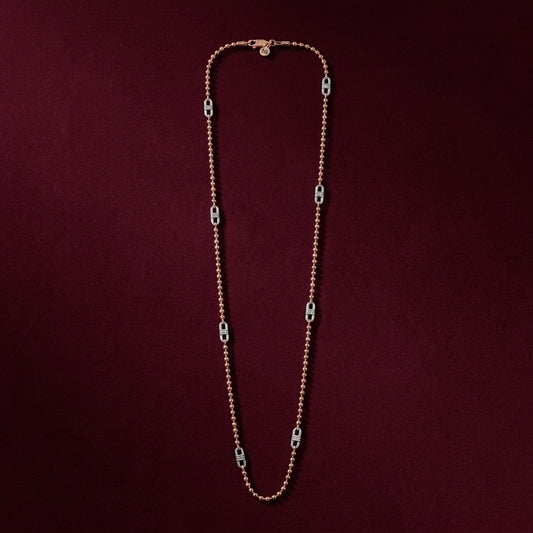 Elegant Rose Gold Plated 925 Silver Stone-Accent Chain