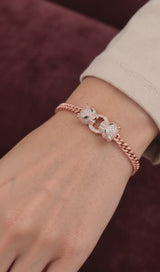 Dual Panther Bracelet with Emerald Eyes 925 Silver