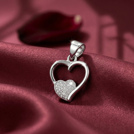 Nested Hearts "Duo-Core" 925 Silver Pendant
