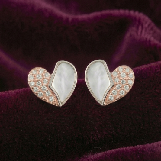 Luminous Dual-Tone Heart 925 Silver Studs